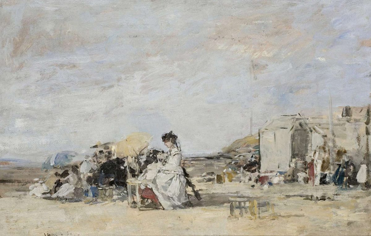 Eugène Boudin, Dame in Weiß am Strand von Trouville, 1869, Le Havre, Musée d'art moderne André Malraux, MuMa Le Havre / Florian Kleinefenn
