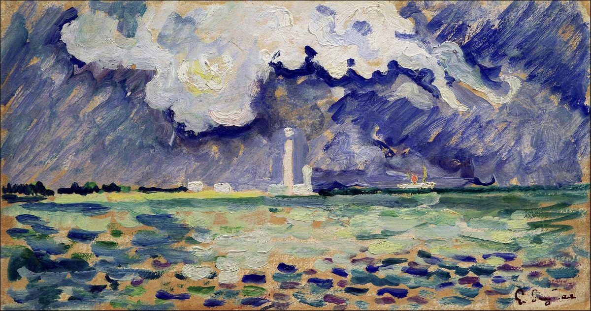 Cuadro de Paul Signac, el faro de Gatteville, óleo sobre lienzo 