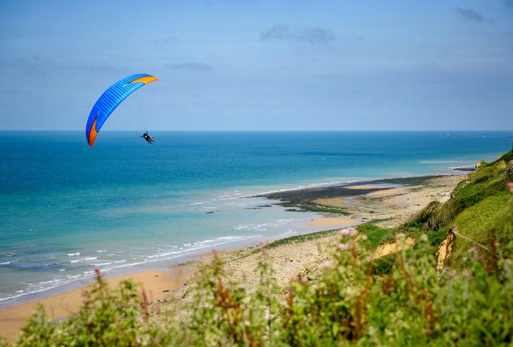 Paragliding over Omaha Beach and Beach