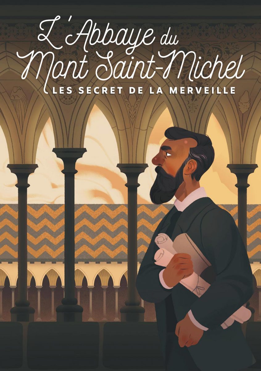 L'affiche de l'application timetravel à l'abbaye du Mont-Saint-Michel