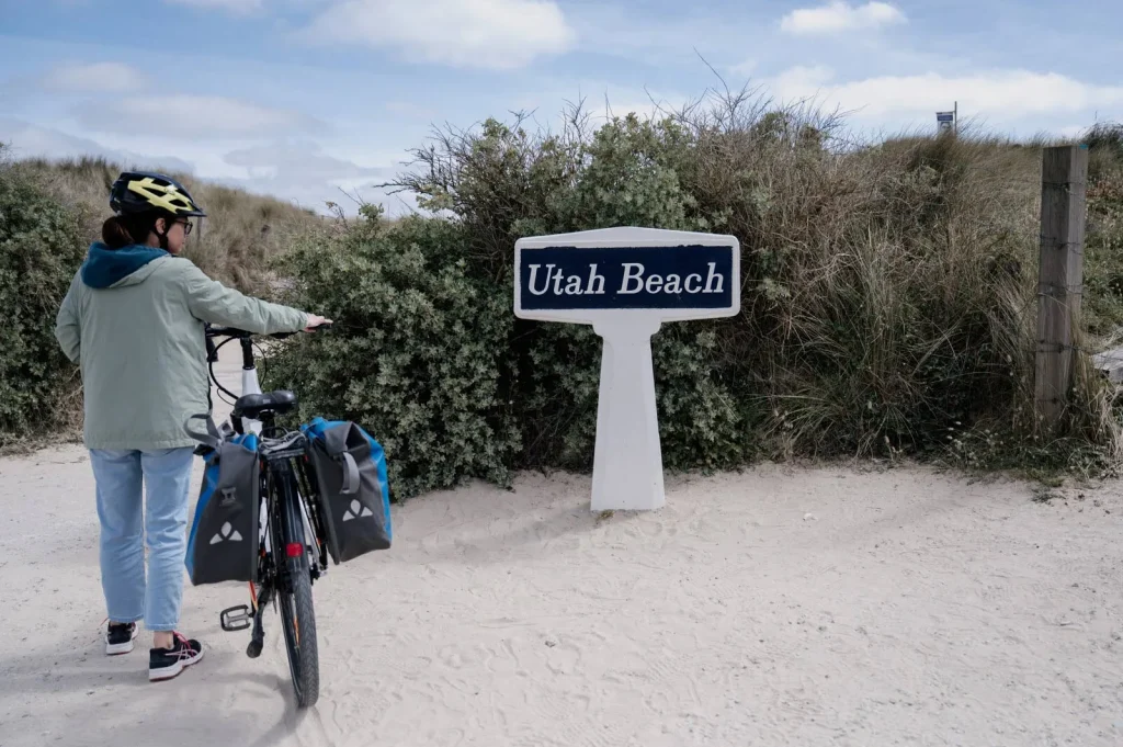 Arrivée à vélo à Utah Beach