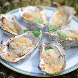 Huîtres gratinées au gingembre