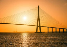 Coucher de soleil sur le Pont de Normandie