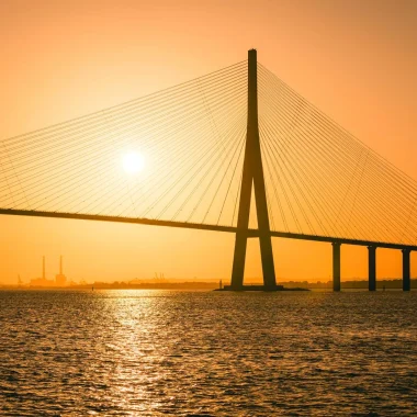 Coucher de soleil sur le Pont de Normandie