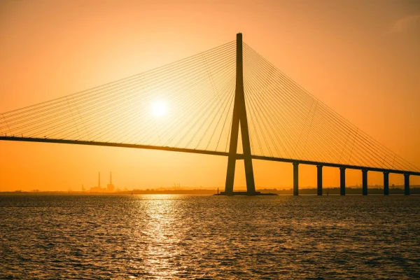 Coucher de soleil sur le Pont de Normandie