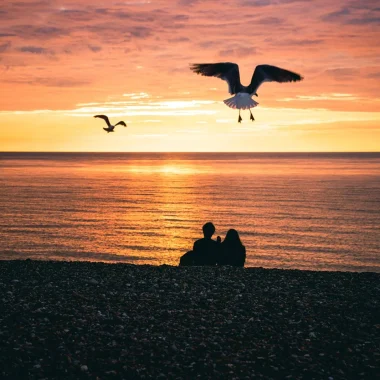 Coucher de soleil sur la plage de Dieppe