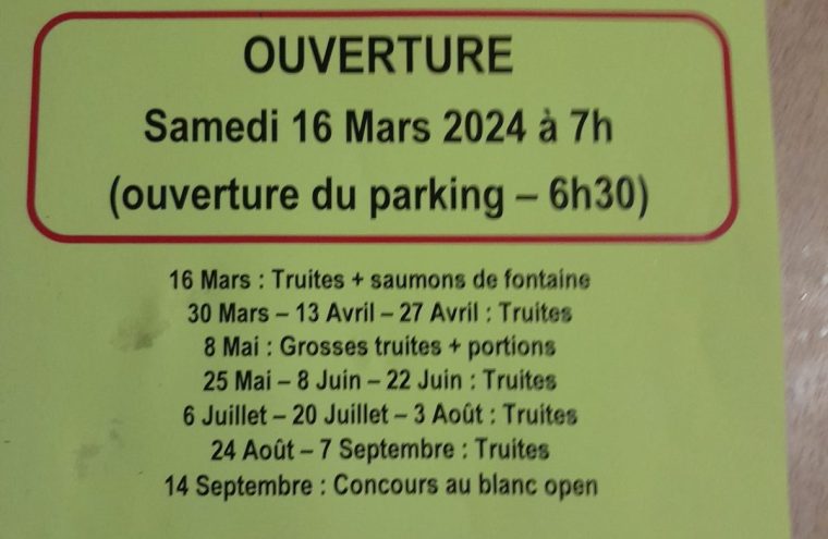Lâcher de truites à Saint-Maurice les Charencey Du 25 mai au 14 sept 2024
